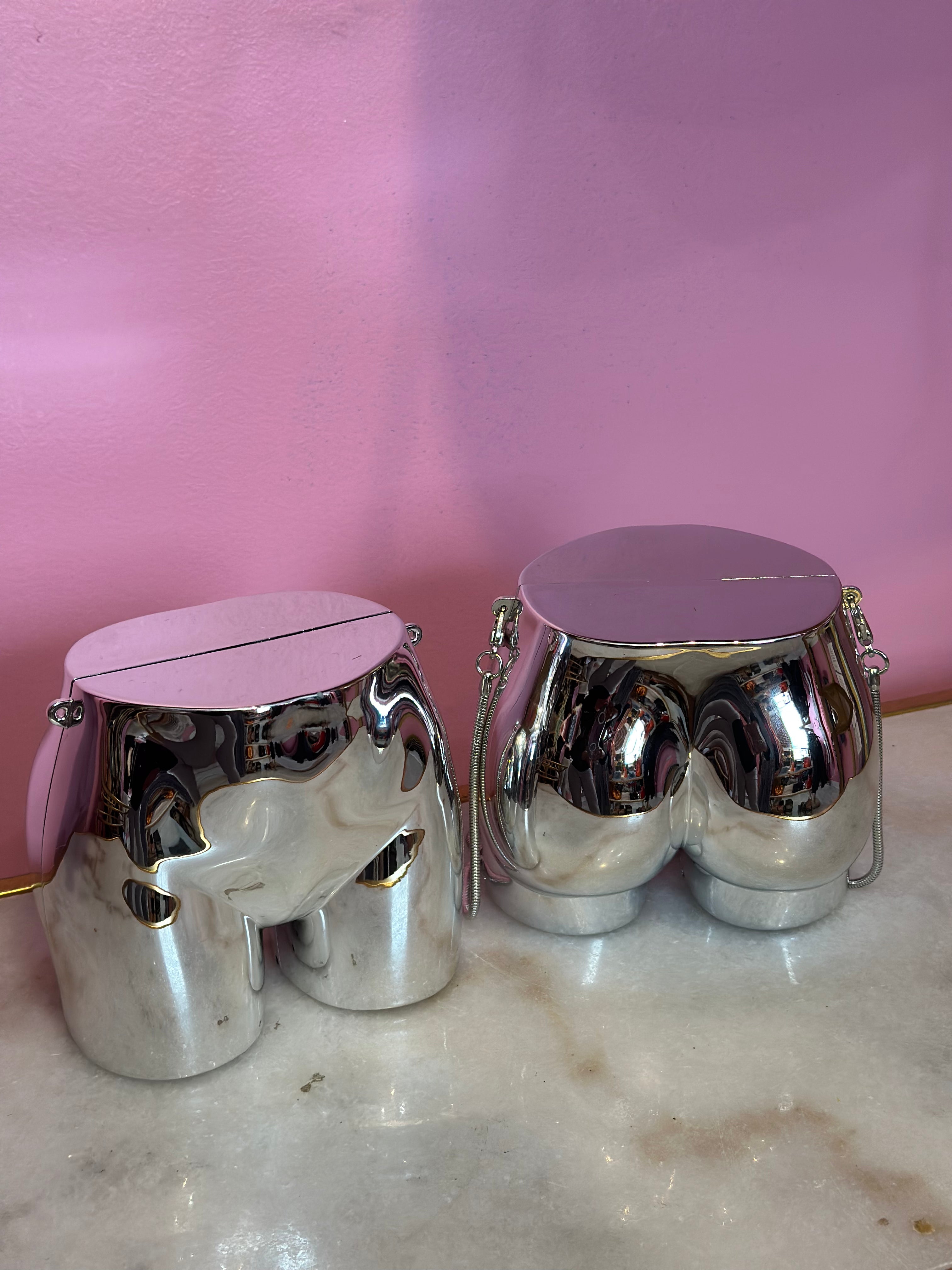 Half Body Metallic Bag- Silver