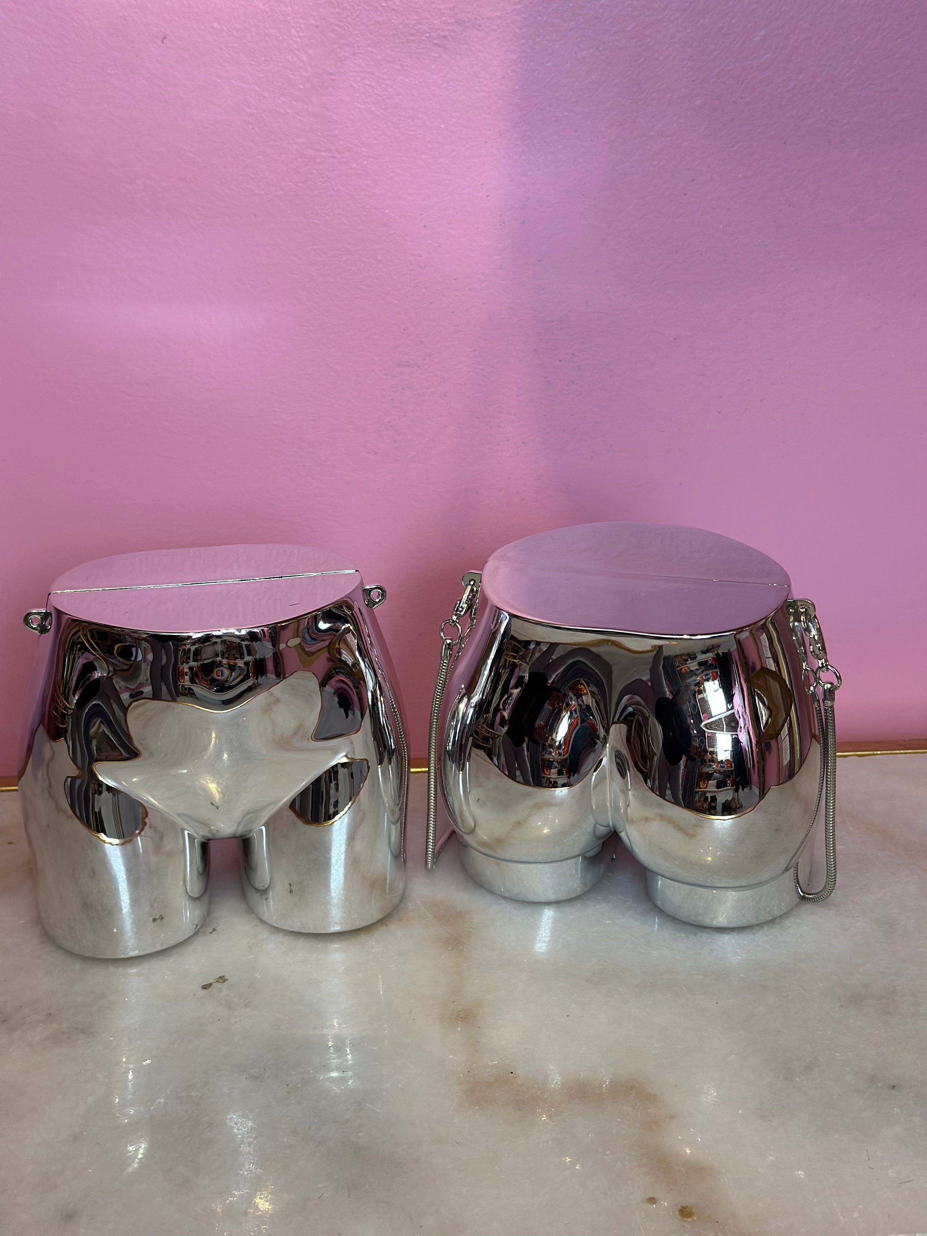 Half Body Metallic Bag- Silver