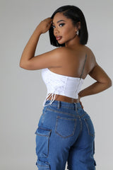 Short Talks Corset Top- White