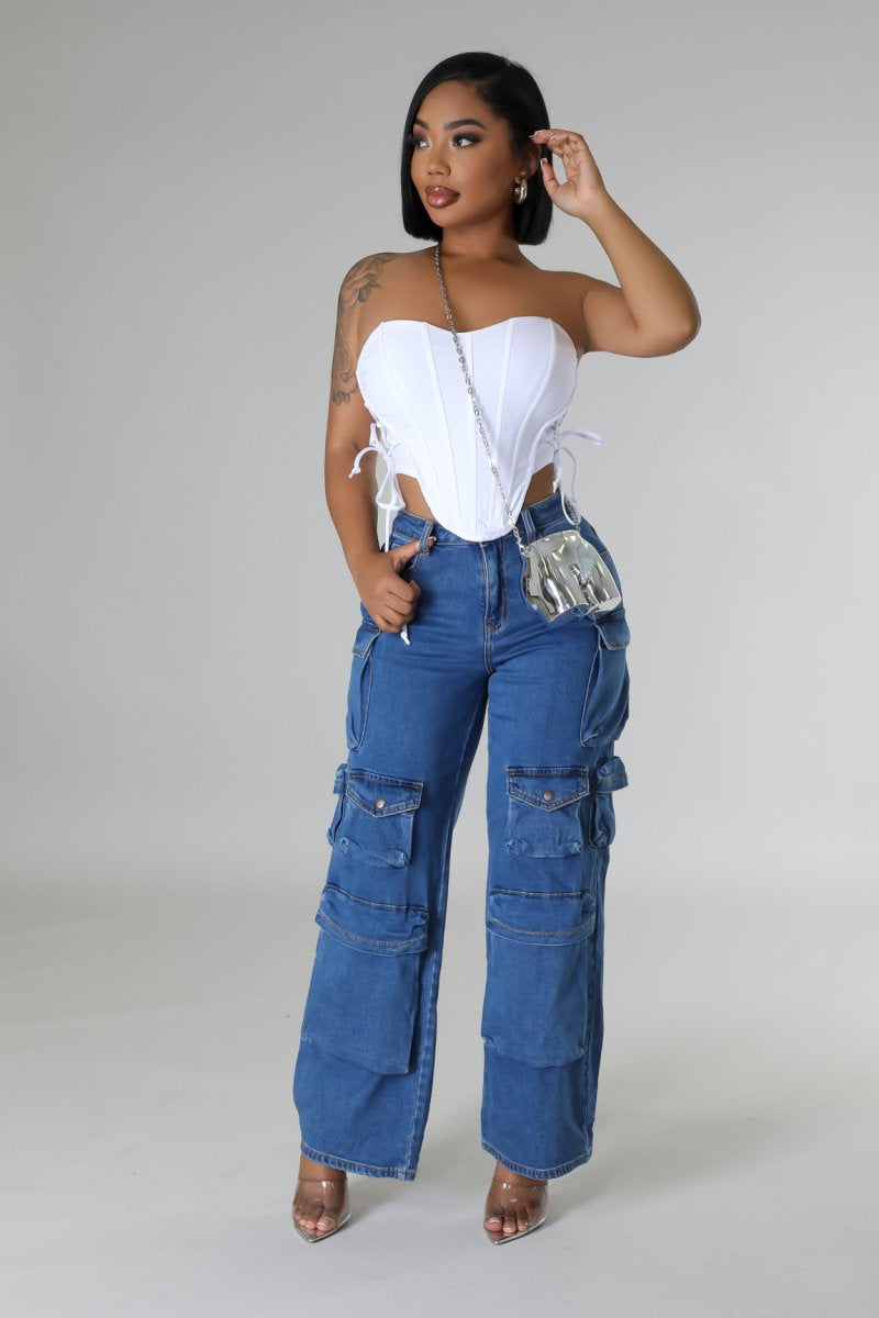 Short Talks Corset Top- White