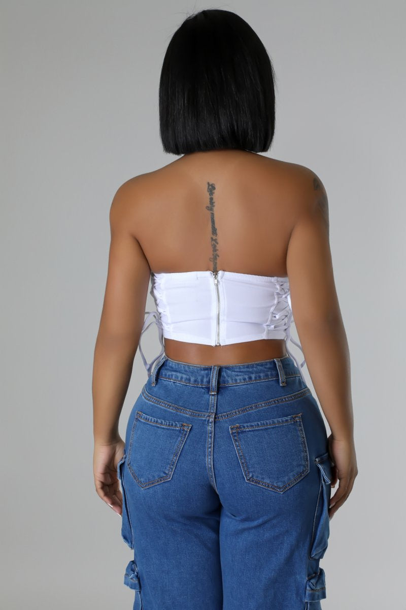 Short Talks Corset Top- White