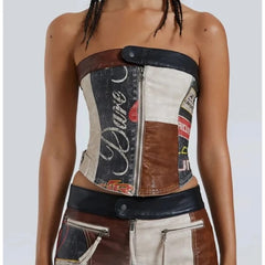 Road Circuit Tube Top- Brown Multi