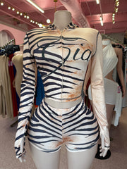 Gam Gia Jacket & Short Set- Zebra