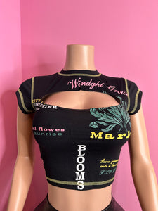 Blooms Graphic Top- Black