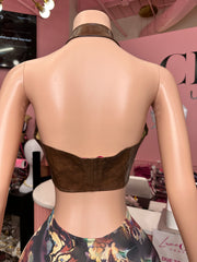 On Track PU Halter Top- Brown