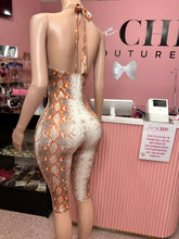 Step Out Snake Print Halter Romper-Brown Multi