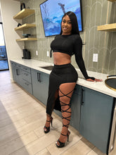 Shut It Down Lace-Up Skirt Set – Black