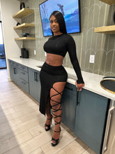 Shut It Down Lace-Up Skirt Set – Black