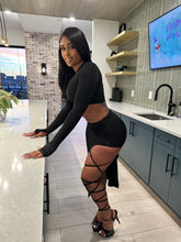 Shut It Down Lace-Up Skirt Set – Black