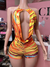 Island Tingz Backless Romper- Orange Multi