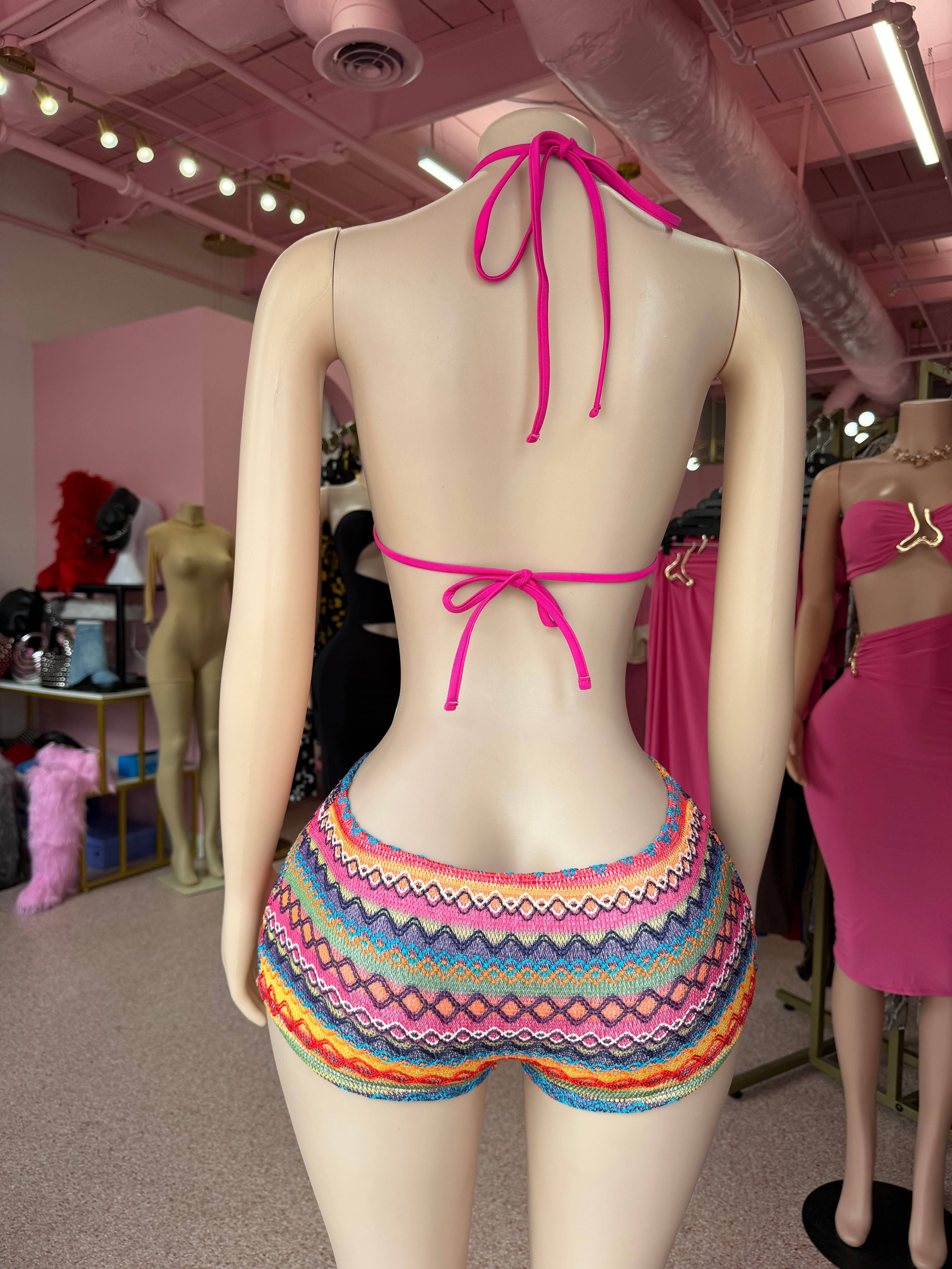 Sunset Vibes Crochet Set- Pink Multi