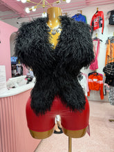 Shaggy Mongolian Halter Top- Black