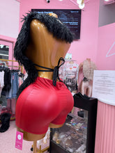 Shaggy Mongolian Halter Top- Black