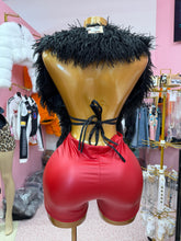 Shaggy Mongolian Halter Top- Black