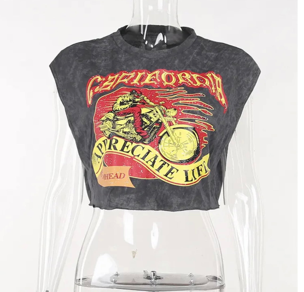 Appreciate Life Graphic Crop Top- Gray