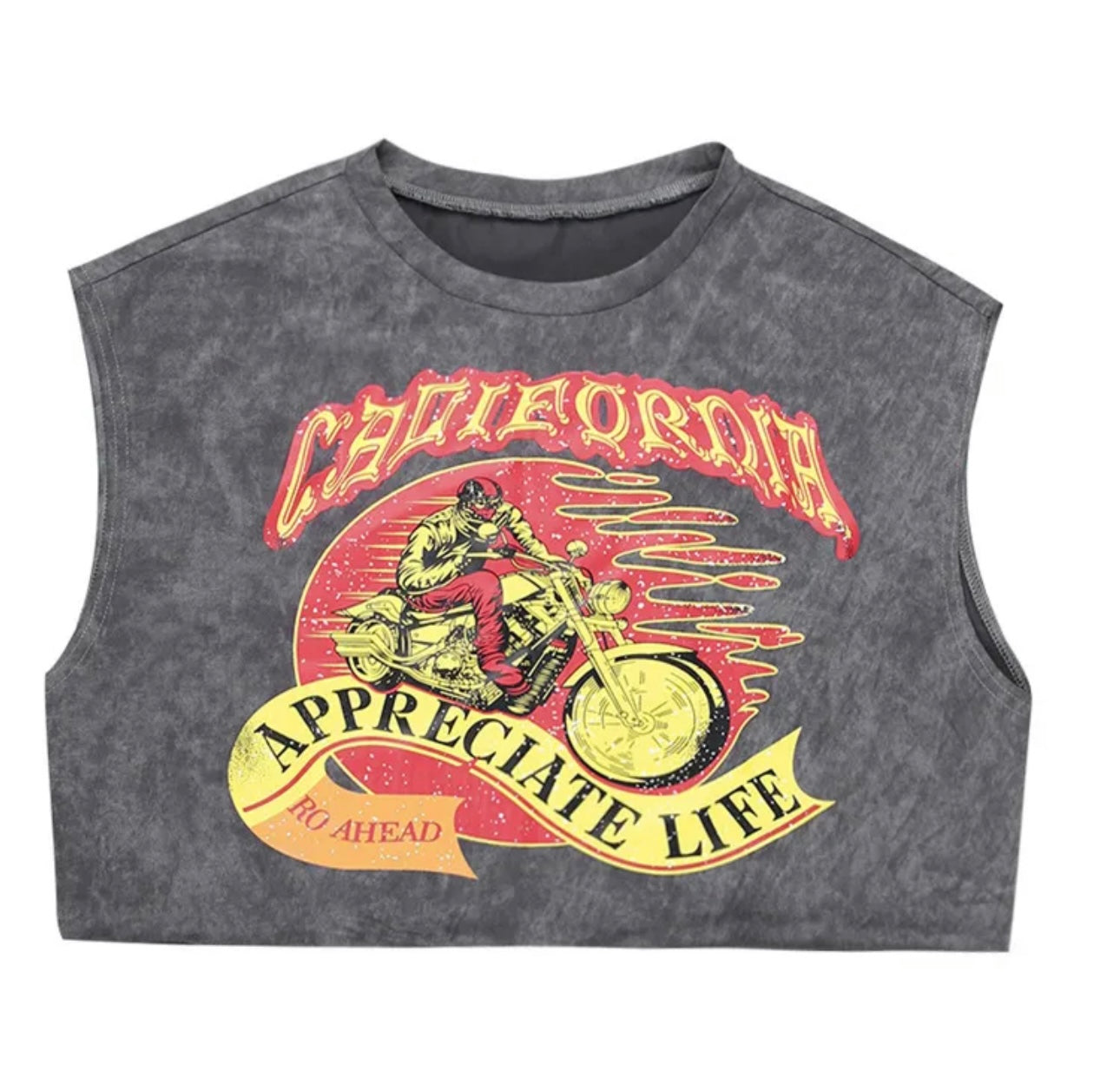 Appreciate Life Graphic Crop Top- Gray