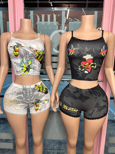 Hardy Lace Trim Cami Top & Short Set- Various Colors