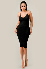 Blind Date Ruched Dress- Black