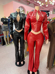 Power Move Faux Leather Pant Set