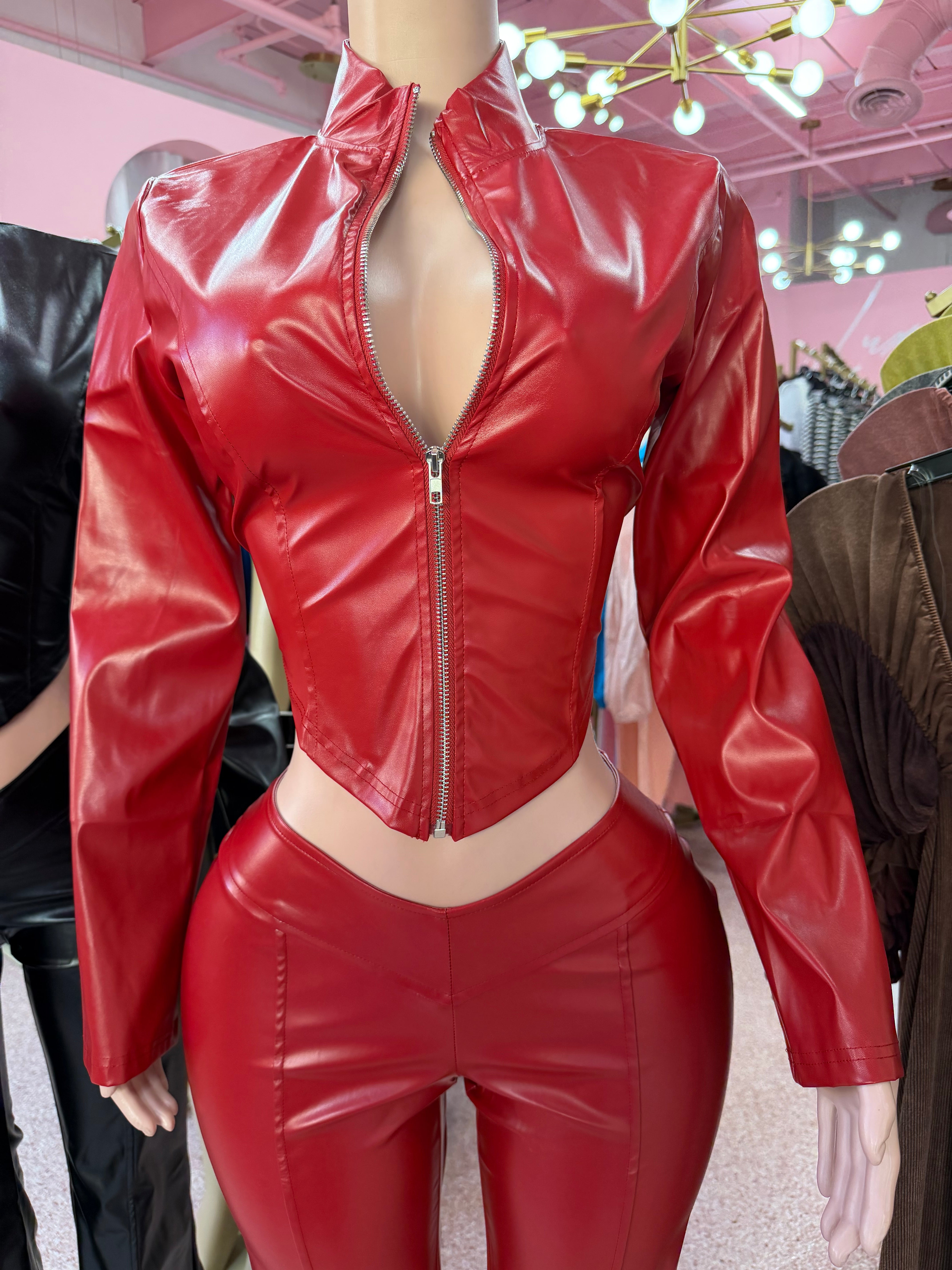 Power Move Faux Leather Pant Set