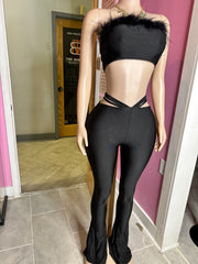 Here For The Party Pant Set- Black