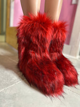 Wynter Fluffy Faux Fur Boots- Ruby Red