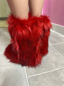 Wynter Fluffy Faux Fur Boots- Ruby Red