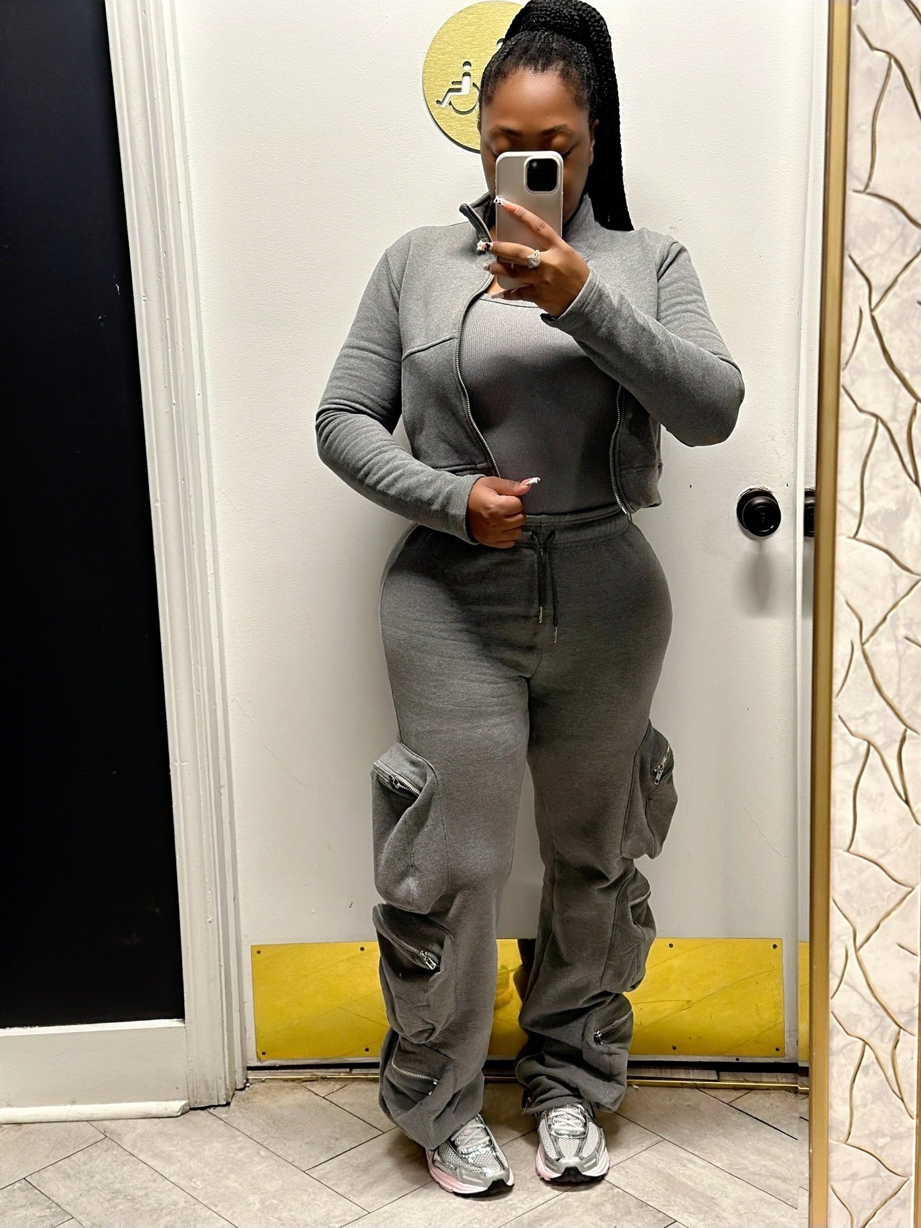 Airport Runs Cargo Pant Set-Grey