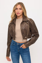 Boss Instinct Cropped Moto Jacket- Brown