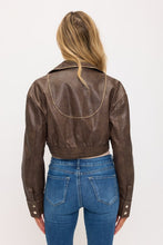 Boss Instinct Cropped Moto Jacket- Brown