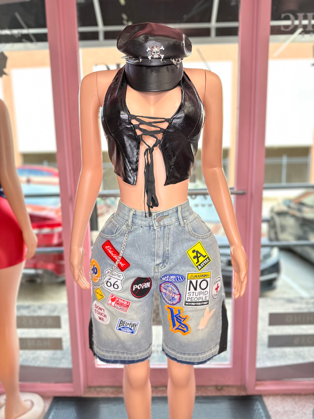 Street Style Patch Jorts- Denim