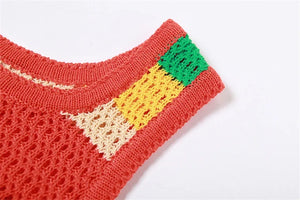 Starburst Knitted Mini Skirt Set- Multi