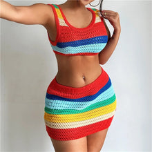 Starburst Knitted Mini Skirt Set- Multi