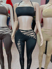 Up To No Good Lace Up Pant Set- Various Colors