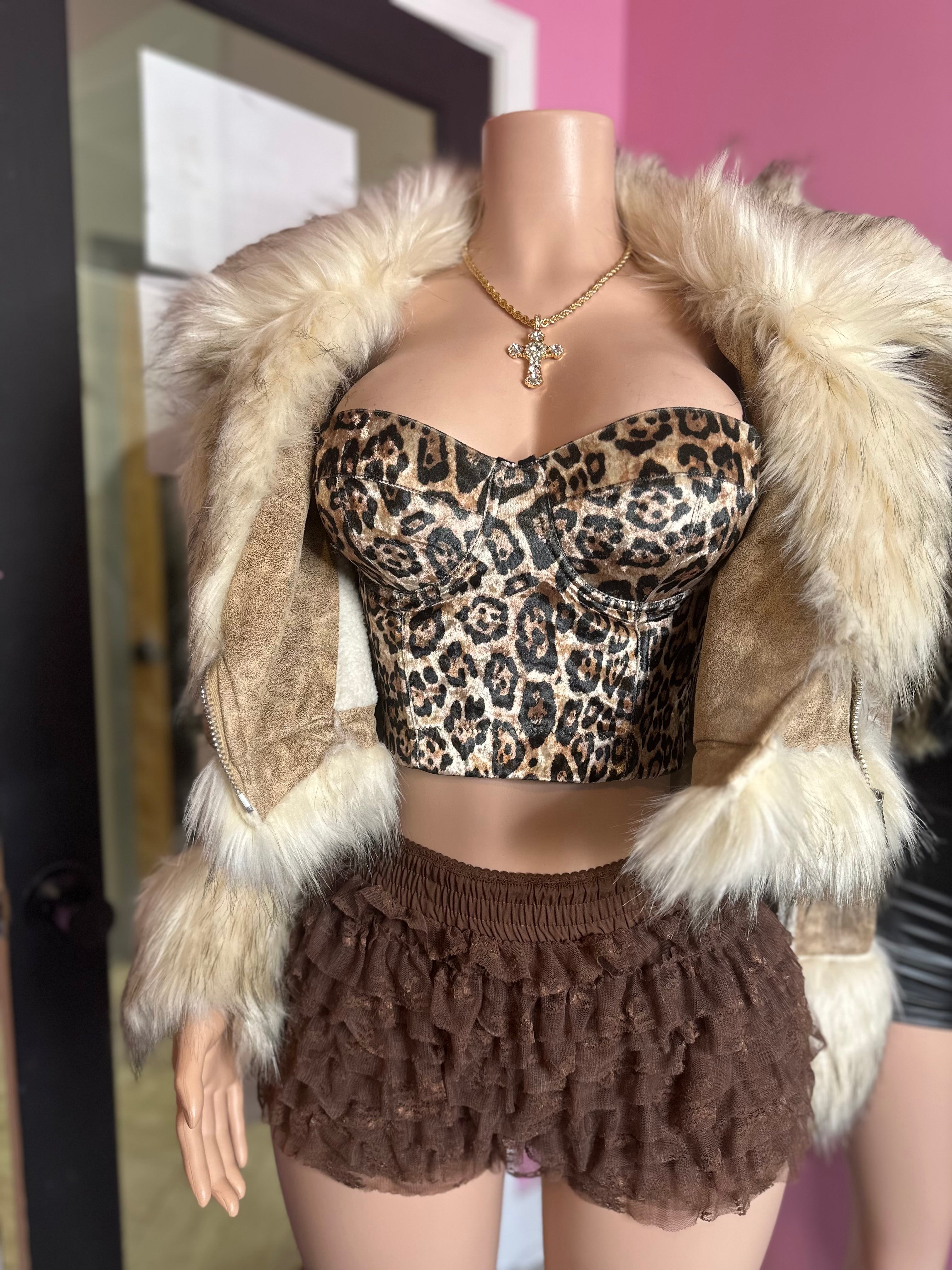 Safari Glam Leopard Print Bustier Top Only