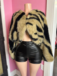 Zebra Fur Bolero Jacket