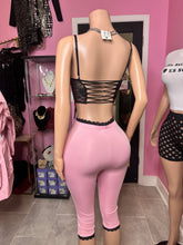 Valentina Lace Trim Capri Legging- Pink