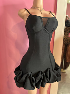 3D Rose Bandage Dress- Black