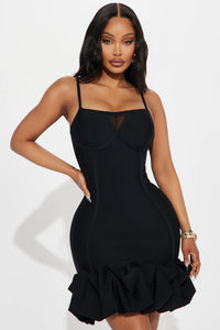 3D Rose Bandage Dress- Black