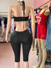 Just A Sip Capri Halter Romper Set- Black