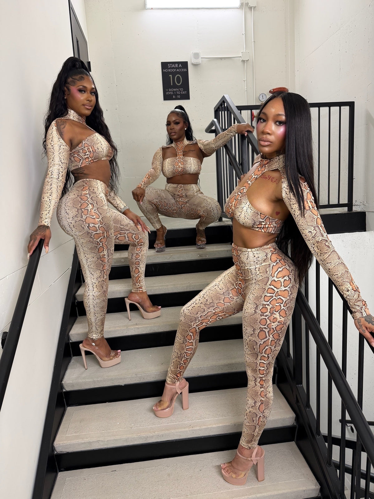 Deadly Curves Snake Print Set- Orange