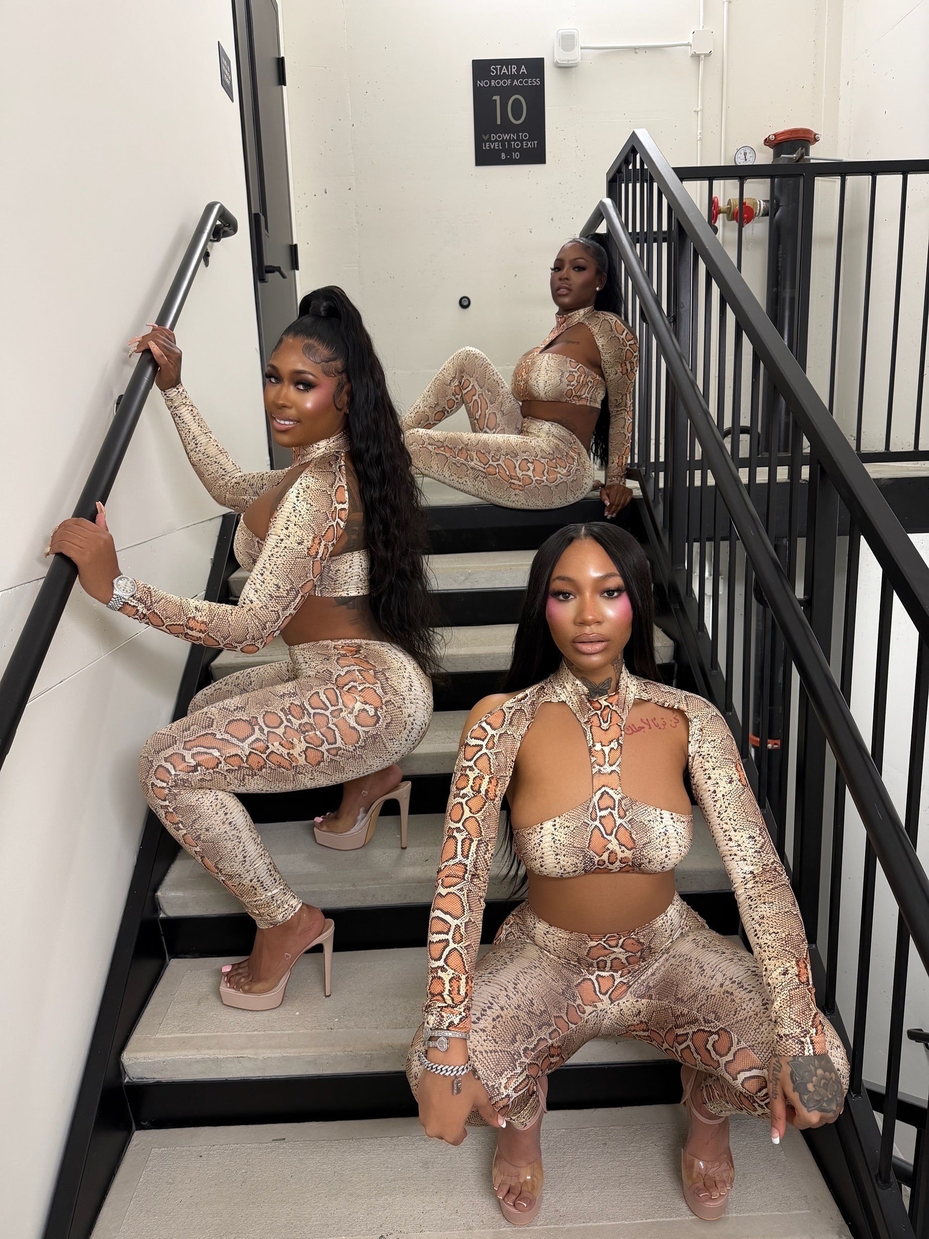 Deadly Curves Snake Print Set- Orange