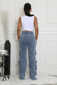 Crystal Muse Denim Cargo Pants