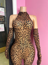 Wild Savage Leopard Print Jumpsuit W/Matching Gloves