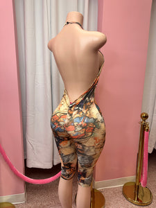 Touring The City Graffiti Halter Neck Romper- Multi