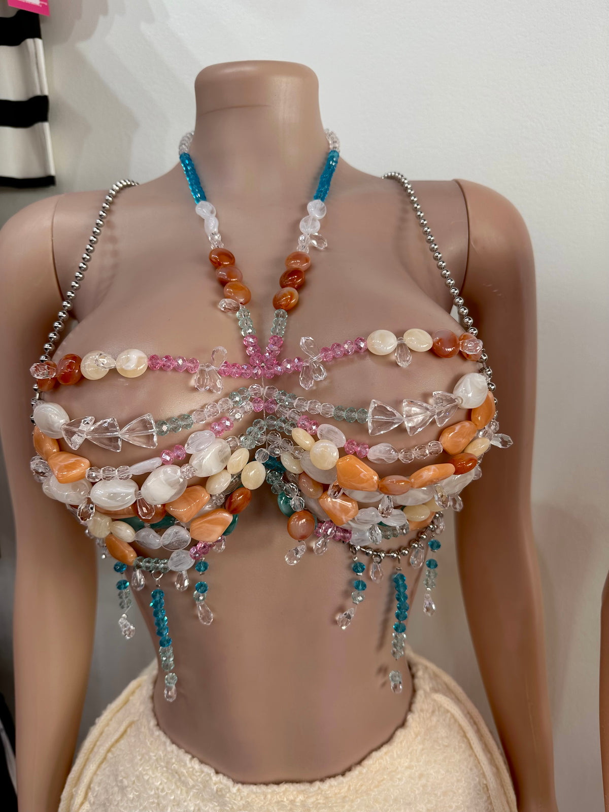Multi-Colored Beaded Statement Bra