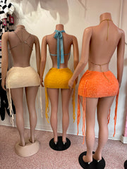 On The Fringe Side Fuzzy Mini Skirt- 3 Colors