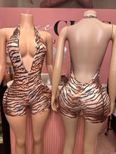 Sleek Stripes Halter Bodysuit- Animal Print