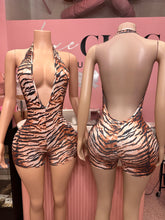 Sleek Stripes Halter Bodysuit- Animal Print