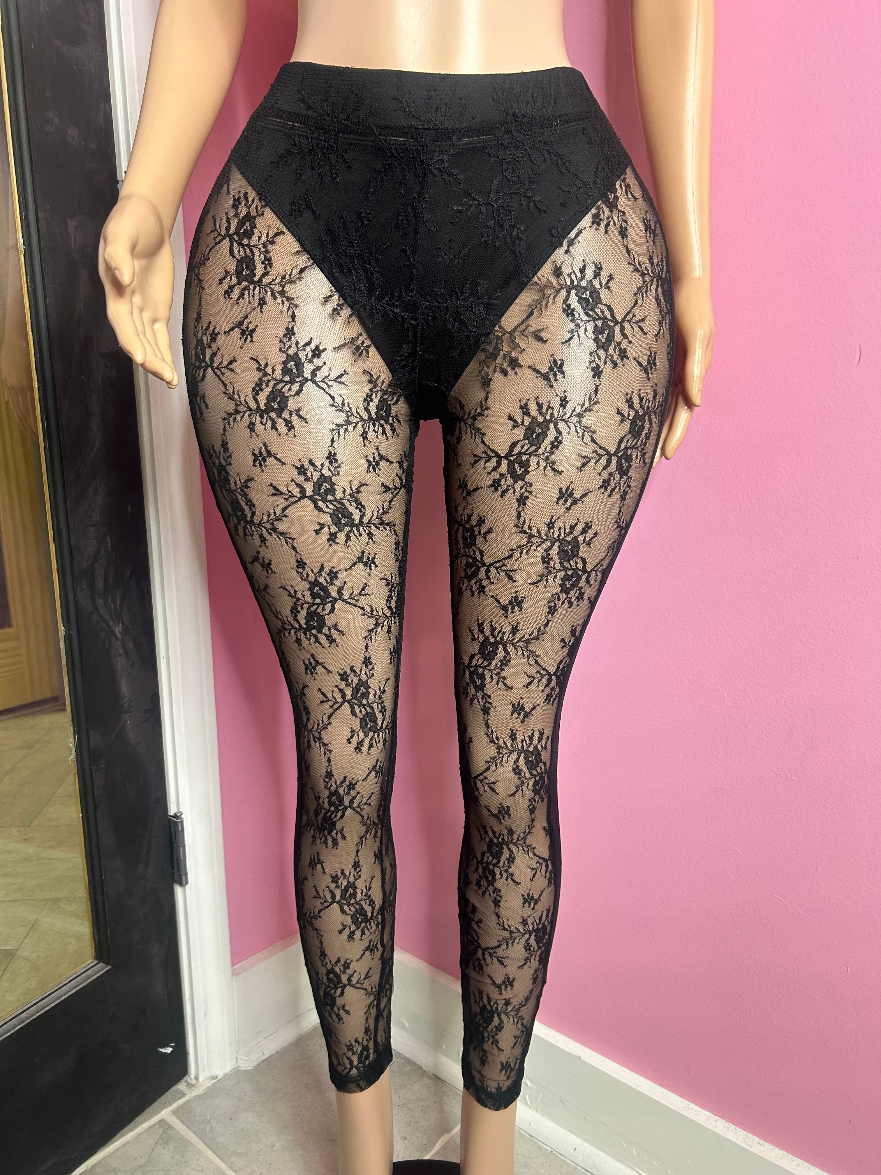 Dreamy Lace Corset & Legging Set- Black